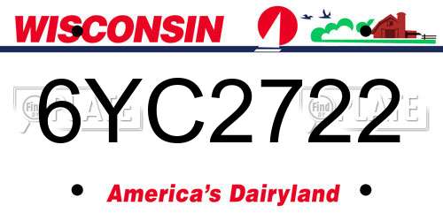 6YC2722 Wisconsin License Plate