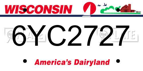 6YC2727 Wisconsin License Plate