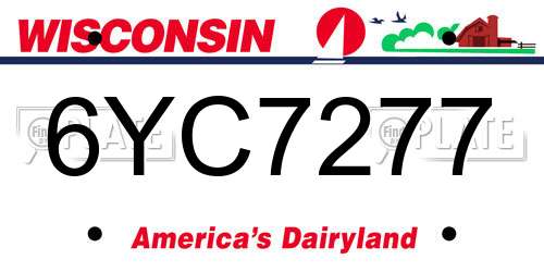 6YC7277 Wisconsin License Plate