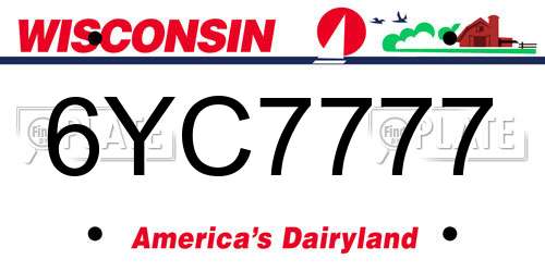 6YC7777 Wisconsin License Plate