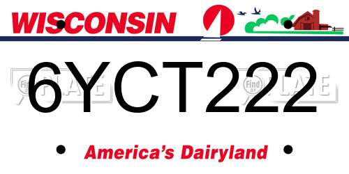 6YCT222 Wisconsin License Plate