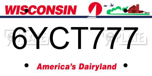 6YCT777 Wisconsin License Plate