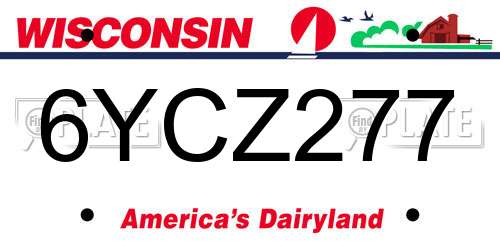 6YCZ277 Wisconsin License Plate