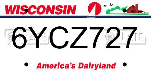 6YCZ727 Wisconsin License Plate