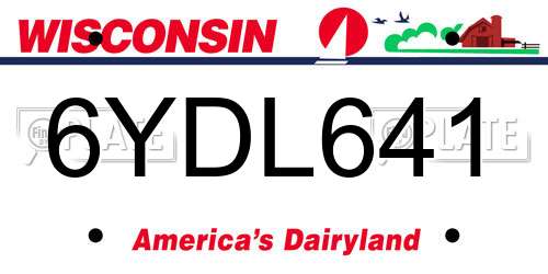 6YDL641 Wisconsin License Plate
