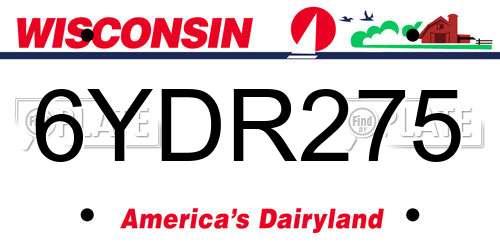 6YDR275 Wisconsin License Plate