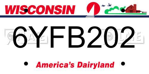 6YFB202 Wisconsin License Plate