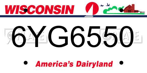6YG6550 Wisconsin License Plate