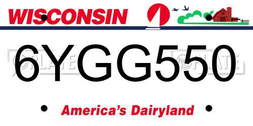 6YGG550 Wisconsin License Plate