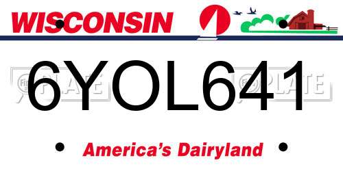 6YOL641 Wisconsin License Plate