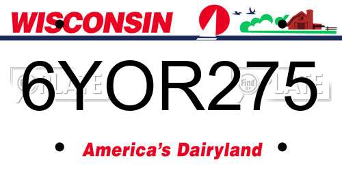 6YOR275 Wisconsin License Plate