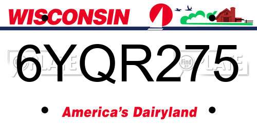 6YQR275 Wisconsin License Plate