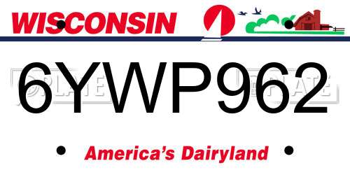 6YWP962 Wisconsin License Plate