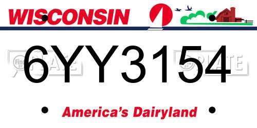 6YY3154 Wisconsin License Plate