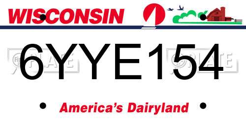 6YYE154 Wisconsin License Plate