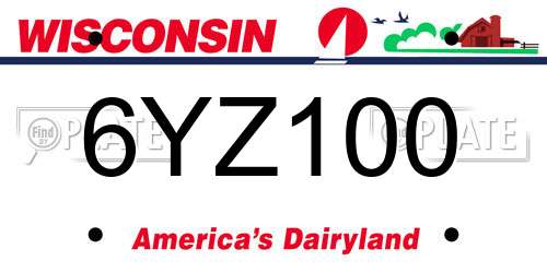 6YZ100 Wisconsin License Plate