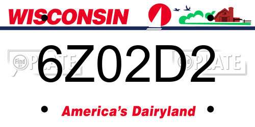 6Z02D2 Wisconsin License Plate