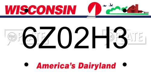 6Z02H3 Wisconsin License Plate