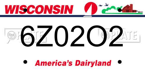 6Z02O2 Wisconsin License Plate