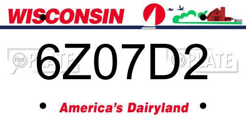 6Z07D2 Wisconsin License Plate