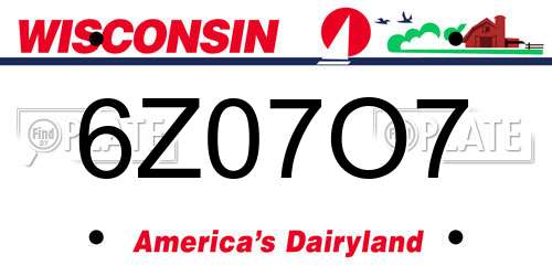 6Z07O7 Wisconsin License Plate
