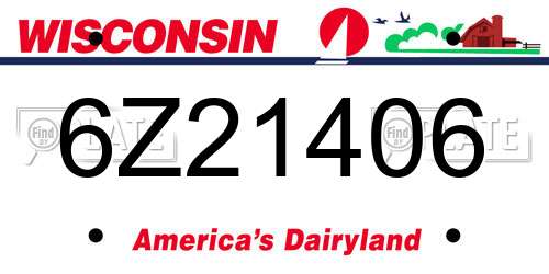 6Z21406 Wisconsin License Plate