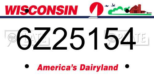 6Z25154 Wisconsin License Plate
