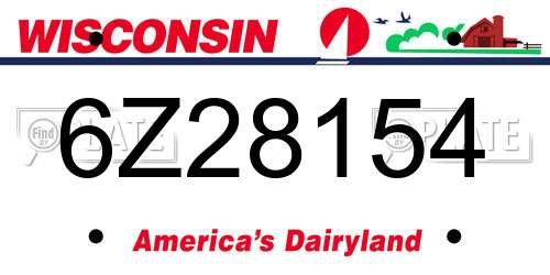 6Z28154 Wisconsin License Plate