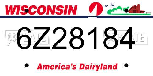 6Z28184 Wisconsin License Plate