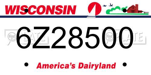6Z28500 Wisconsin License Plate