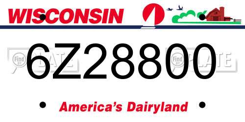 6Z28800 Wisconsin License Plate
