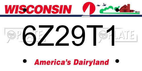 6Z29T1 Wisconsin License Plate