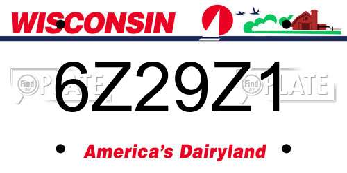6Z29Z1 Wisconsin License Plate