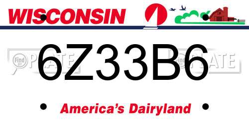 6Z33B6 Wisconsin License Plate
