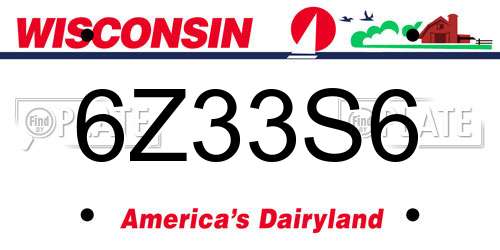 6Z33S6 Wisconsin License Plate