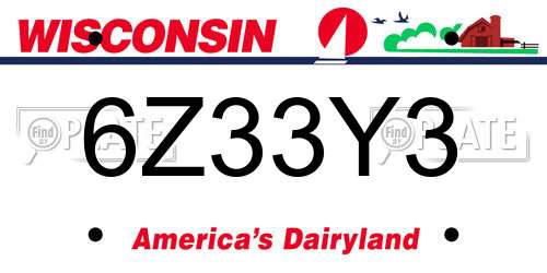 6Z33Y3 Wisconsin License Plate