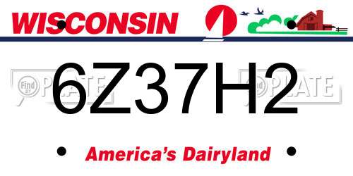6Z37H2 Wisconsin License Plate