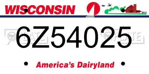 6Z54025 Wisconsin License Plate
