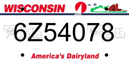 6Z54078 Wisconsin License Plate