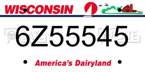 6Z55545 Wisconsin License Plate