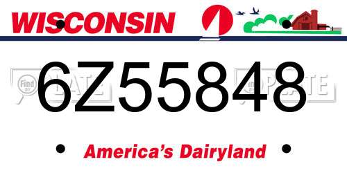 6Z55848 Wisconsin License Plate