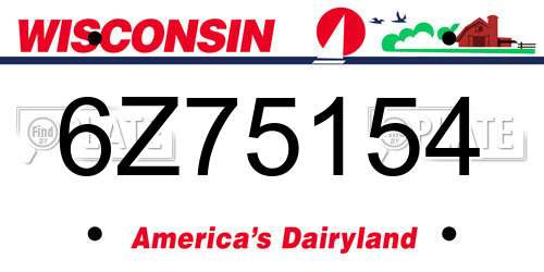 6Z75154 Wisconsin License Plate