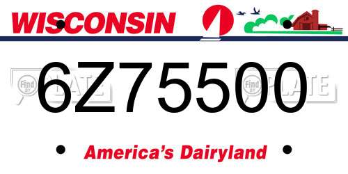 6Z75500 Wisconsin License Plate
