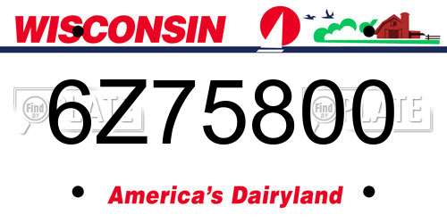 6Z75800 Wisconsin License Plate