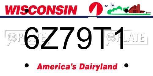 6Z79T1 Wisconsin License Plate
