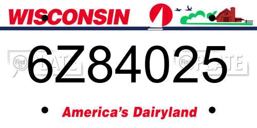 6Z84025 Wisconsin License Plate