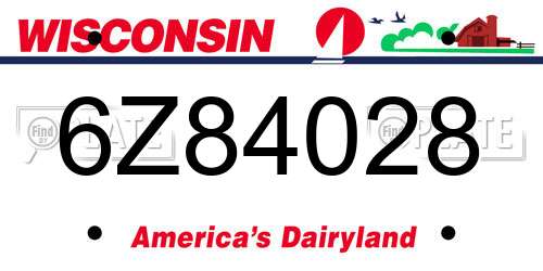 6Z84028 Wisconsin License Plate