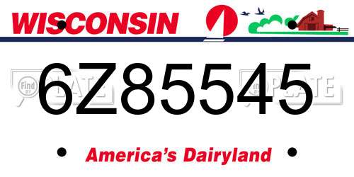 6Z85545 Wisconsin License Plate