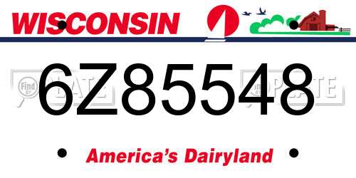 6Z85548 Wisconsin License Plate