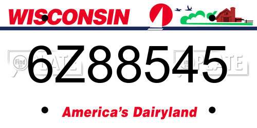 6Z88545 Wisconsin License Plate